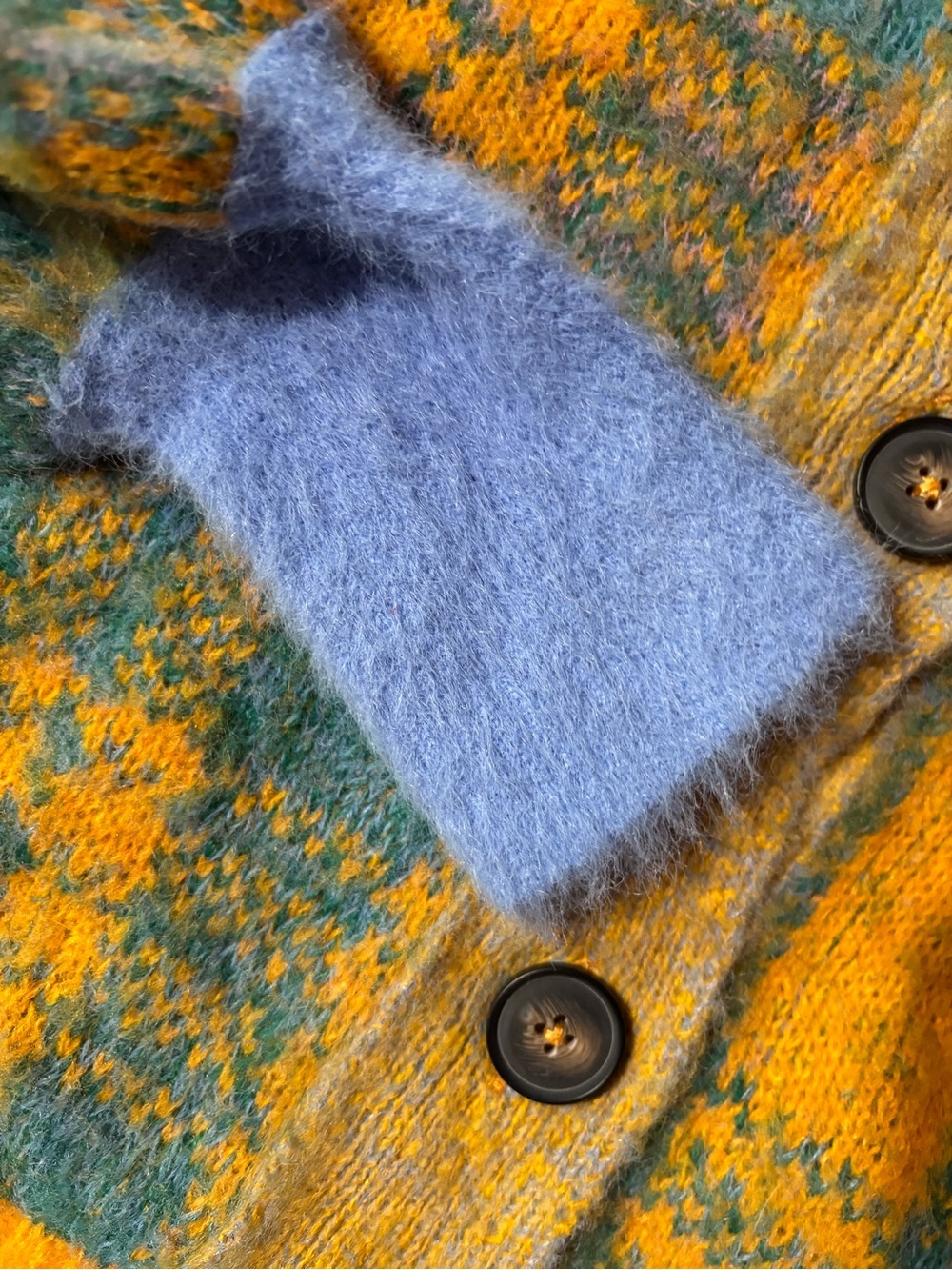Free People Sepia Plaid Cardigan in Marigold Sky Combo Sz XS OVERSIZED FuzzyWool - Picture 9 of 15